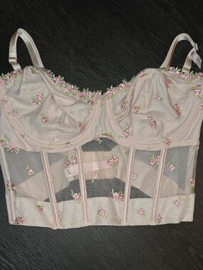 Victoria's Secret Pink Floral Embroidered Bustier Bra